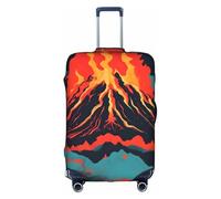 Yiyilong Elastic Volcano Print Luggage Cover,Suitcase protection cover Case Cover with zipper, White, S