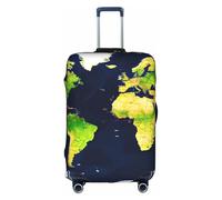 Yiyilong Elastic World Map Print Luggage Cover,Suitcase protection cover Case Cover with zipper, White, M