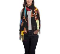 Yiyilong I Love My Dog Dachshunds Print Imitation cashmere long velvet tassel scarf,Winter Warm Shawl Wrap for woman, Black, One Size