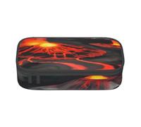 Yiyilong Kilauea Volcanoes Print Large Capacity Pencil Case Storage Bag for Office Supplies Cosmetics Toiletries, Black, One Size, Art Deco