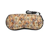 Yiyilong labrador retriever Dogs Print Glasses Case Ultra Light Neoprene Zipper Eyeglass Soft Case with Carabiner, Black, One size