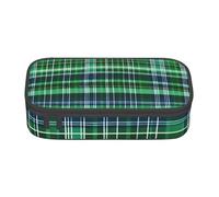 Yiyilong Large Capacity Pencil Case Blue Green Scottish Tartan Print Storage Bag for Office Supplies Cosmetics Toiletries, Black, One Size, Art Deco