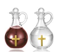 Yiyiring 2 Pcs 12 oz Cross Jerusalem Cruet Set Catholic Church Supplies