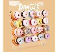 Yiyiring 20 Peg Donut Display Stand Acrylic Reusable Donut Holder Board 17.7 x 15 Inch Doughnut Board for Dessert Table Doughnut Birthday Party Decorations for Grow up Party Wedding Bridal Shower