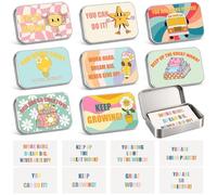 Yiyiring 24 Pcs Inspirational Gift Rectangular Metal Tins Storage Organizer Boxes with 192 Positive Affirmation Cards Back to School Encouragement Gifts for Teacher Students, 3.7 x 2.4 x 0.8 Inch