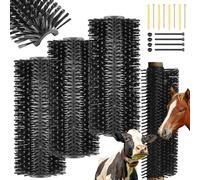 Yiyiring 3 Pack Livestock Scratching Brush Itch Relief Horse Scratching Post Self-grooming Goat Scratcher with Durable Screws for Horse Pony Goat Sheep Pig Donkey (Black)