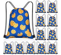 Yiyiring 30 Pcs Cookies Drawstring Gift Bags Cookies Party Favor Bags for Chocolate Chip Cookie and Milk Theme Birthday Baby Shower Party Supplies(Cartoon)