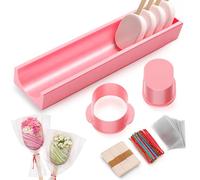 Yiyiring 303 Pcs 1 Set Cakesicle Cutter, Cake Pop Mold, Cake Pop Cutter and Pusher Press Set with Tray 300 Pcs Packaging Accessories, Baking Tools for Home, Birthday, Parties, Wedding Desserts, Pink