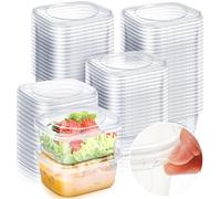 Yiyiring 50 Pack 8 oz Tamper Proof Deli Containers with Lid Disposable Square Deli Plastic Sandwich Tiramisu Airtight Meal Container with Lids for Refrigerator Dishwasher Microwave Take out Kitchen