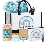 Yiyiring 7 Sets Boy Mom Christmas Gifts for New Mom Gifts Tote Bag Makeup Bag Candle Bracelet Cup Hand cream for Women After Birth Pregnancy Present First Time Expecting New Mommy Essentials