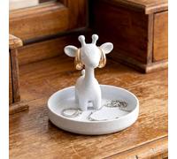 Yiyiring Giraffe Ring Holder with Circular Dish Giraffe Ring Dish 3D Printed Plastic Marble Farmhouse Style Cute Women Gifts Stuff Jewelry Plate Organizer for Bathroom Office Home Room Desk Decor