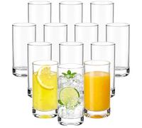 Yiyiring Small Juice Glasses Set of 12, 5.5 oz Clear Drinking Glasses with Heavy Base, Thick Slender Glass Cups for Breakfast Orange Juice, Milk, Whiskey