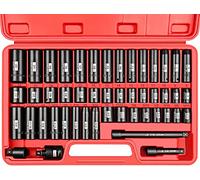 YIYITOOLS 48-Piece 3/8" Drive Impact Socket Set, 48 Piece Standard SAE and Metric Sizes (5/16-Inch to 3/4-Inch and 8-22 mm), 6 Point, Cr-V Steel Socket Set