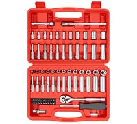 YIYITOOLS 74-Piece 1/4" Drive Master Socket Set with Ratchets, Universal Joint, Extensions, and 1/4" Dr. Bits Set, 6-Point, 5/32" - 9/16", 4 mm - 14 mm