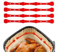 YIYIZI Pack of 4 18 cm Silicone Magnets for Airfryer Baking Paper - Heat Resistant Magnetic Holder for Hot Air Fryer, Prevents Slipping, Suitable for Ninja, Philips, Cosori (Red)