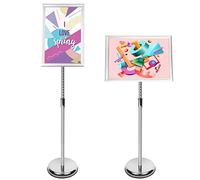 YIYO A4 Poster Stand Floor Sign Holder Snap Frame Adjustable Aluminum Sign Stand, Display Notice Menu for Wedding/Business Activities Display（Silver） (Silver, A4)