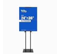 YIYO Poster Sign Stand - 78" Double-Sided Floor Display with Metal Base, Heavy Duty Adjustable Double-Pole for Foam Boards & Signage (Black, Double-Pole)