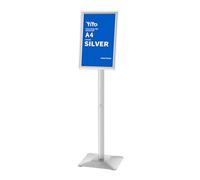 YIYO Sign Stand Poster Stand，adjustable heavy duty pedestal Sign Holder Floor ，aluminium frame floor standing for display A4 menu advertising (Silver, A4)