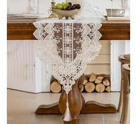 YIYOHON Vintage White Lace Table Runner Crochet Decorative Table Covers Christmas Wedding Party (35×310cm)
