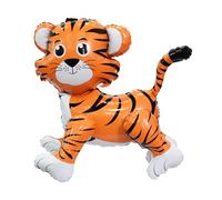 YiYou Giant Animal Foil Balloons Set, 4D Standing Lion Tiger Panda Elephant Dinosaur, Wildlife Theme Party Decorations (Tigers)