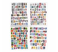Yiyuanhe 287Pcs Retro Alphabet Letter Stickers, Self Adhesive Vintage Cutout Font Stickers for Scrapbooking, Journaling, DIY Crafts, Card Making Supplies, Paper Material, 4 Sheets