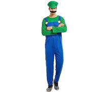 YIYUANIJI Super Bro Classic Fancy Dress Costume,Halloween Cosplay Fancy Dress Out fit Costume,With Hat and Mustache Costume Set for Aldult/Child