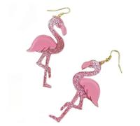 YIYUGEY ㅤFun And Cute Acrylic Glitter Flamingos Pendant Earrings Light Weight Alloy Sparkle Pink Simple Fashion Personality Clothing Accessories Friendship Valentine's Day Surprise for Women, One Size
