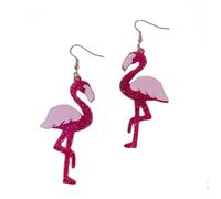 YIYUGEY ㅤFun And Cute Acrylic Glitter Flamingos Pendant Earrings Light Weight Alloy Sparkle Pink Simple Fashion Personality Clothing Accessories Friendship Valentine's Day Surprise for Women, One Size