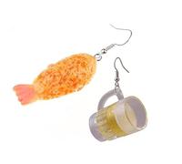 YIYUGEY ㅤImitation Food Earrings Fried Chicken Legs Chicken Wings Fries Shrimp Tail Beer Asymmetrical Simulation Cute Pendant Earrings Creative Delicious Jewelry Surprise for Women, One Size, Plastic