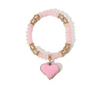 YIYUGEY ㅤMulticolor Bohemian Beaded Bracelet Heart Pendant Bracelet Stretch Summer Beach Friendship Fashion Jewelry Surprise Design Temperament Sweet Valentine's Day Birthday Party for Women, One Size