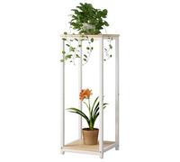 YIZAIJIA 2 Tier Plant Stand Indoor Corner Tall Square Shape Plant Shelf | Modern Metal MDF board Flower Storage,Suitable tight spaces,Sturdy Holder for Multiple Plant,Living Room Balcony Garden,White