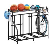 YIZAIJIA Bike Rack Storage Stand Organizer Floor Holds 4 Bicycle Parking Freestanding Adjustable Garage Indoor Outdoor Bike and Sports Storage Station, Black (4 Bike Stand)