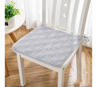 Yizc Chair Cushion with Ties for Dining Chairs,Kitchen Non Slip Seat Cushion Square Velvet Chair Pad Pp Cotton Filling,Soft Comfort Mat Pads,Machine Washable-Grey 4 pack 45x45cm(18x18inch0