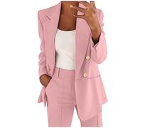 YIzdegg Blazer Jacket Women's Elegant Suit Jacket Blazer Jacket Business Jacket Office Women's Blazer Traditional Blazer Plain Lapel One Button Blazer Casual Coat Transition Jacket Leisure Jacket
