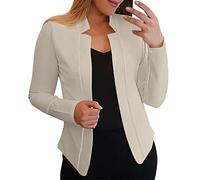 YIzdegg Blazer Women's Short Suit Jacket Women's Elegant Short Blazer Plain Jackets Long Sleeve Office Business Jacket Business Slim Fit Jackets Open Front Outerwear Lightweight Thin Blazer Jacket