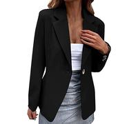 YIzdegg Blazer Women's Suit Jacket Elegant Long Sleeve Plain Long Blazer Lapel Jackets with Pocket Casual Business Jacket with Button Placket Slim Fit Suit Jackets Open Front Blazer Jacket, black, XL