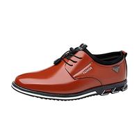 YIzdegg Breathable Comfortable Business Lace-Up Shoes for Work, Casual, Plain Leather Shoes for Men 97 Men Shoes, brown, 12.5 UK