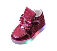 YIzdegg Children's Trainers Luminous Sole: Children's Shoes with Butterfly Girls' Shoes Glitter Flat Shoes Girls Running Shoes Slip On Non-Slip Indoor Shoes Breathable Barefoot Shoes, hot pink, 11.5