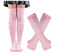 YIzdegg Cosplay Striped Socks for Women Socks for Cosplay Socks Thick Men, pink, One Size