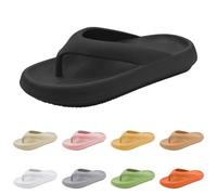YIzdegg Flip Flops Women Men Soft Sole Bathing Shoes Non-Slip Toe Sandals Comfortable Bathing Slippers Ergonomic Cloud Shoes Unisex Dush Shoes Bathing Slippers Thicker Sole Slides, black, 8 UK