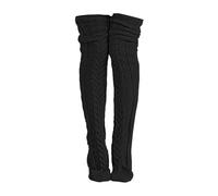YIzdegg Ladies Cable Knit Extra Long Thigh High Winter Over Knee Socks Leg Warmers Knitting Pack Stockings, black, One Size