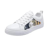 YIzdegg Men's Trainers Retro All Casual Shoes White Shoes Trendy Shoes Skate Shoe Mesh Shoes Men, yellow, 8 UK