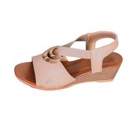 YIzdegg Orthopaedic Sandals Women's Summer Mules Wedge Heel Sandals Non-Slip Slippers Open Toe Sandals Ultra Comfort Roman Sandals Waterproof Casual Shoes for Beach Holidays, khaki, 36 EU