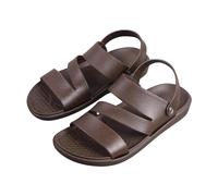 YIzdegg Sandals Men's Leather Outdoor Trekking Sandals Summer Non-Slip Lightweight Beach Sandals Comfortable Hiking Shoes Orthopaedic Slippers Roman Sandals Sports & Outdoor Sandals, brown, 10 UK
