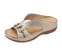 YIzdegg Sandals Women's Arch Support - Sandals Massage Sole Heel Shoes Non-Slip Slippers Comfortable Mules Open Toe Summer Shoes Breathable Roman Sandals Beach Shoes Women's Sandals, gold, 36 EU