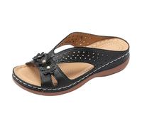 YIzdegg Sandals Women's Arch Support - Sandals Massage Sole Heel Shoes Non-Slip Slippers Comfortable Mules Open Toe Summer Shoes Breathable Roman Sandals Beach Shoes Women's Sandals, black, 36 EU