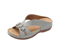 YIzdegg Sandals Women's Arch Support - Sandals Massage Sole Heel Shoes Non-Slip Slippers Comfortable Mules Open Toe Summer Shoes Breathable Roman Sandals Beach Shoes Women's Sandals, gray, 42 EU