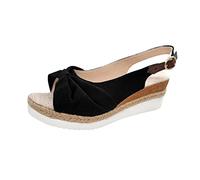 YIzdegg Sandals Women's Espadrilles Platform Wedges - Slippers Open Toe Sandals Comfortable Breathable Summer Shoes Adjustable Strap Mules Ergonomic Sandals for Beach, black, 38 EU