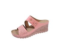 YIzdegg Sandals Women's Thick Platform Mules Wedge Heel Slippers Open Toe Mules Non-Slip Sandals Lightweight Breathable Slippers Leisure Slippers Summer Shoes for Beach Holidays, pink, 39 EU