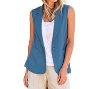 YIzdegg Sleeveless jackets, elegant blazer, business blazer jacket, casual jacket, blazer vest, lightweight business jacket, work suit jacket, office transition jacket, button placket suit vest with
